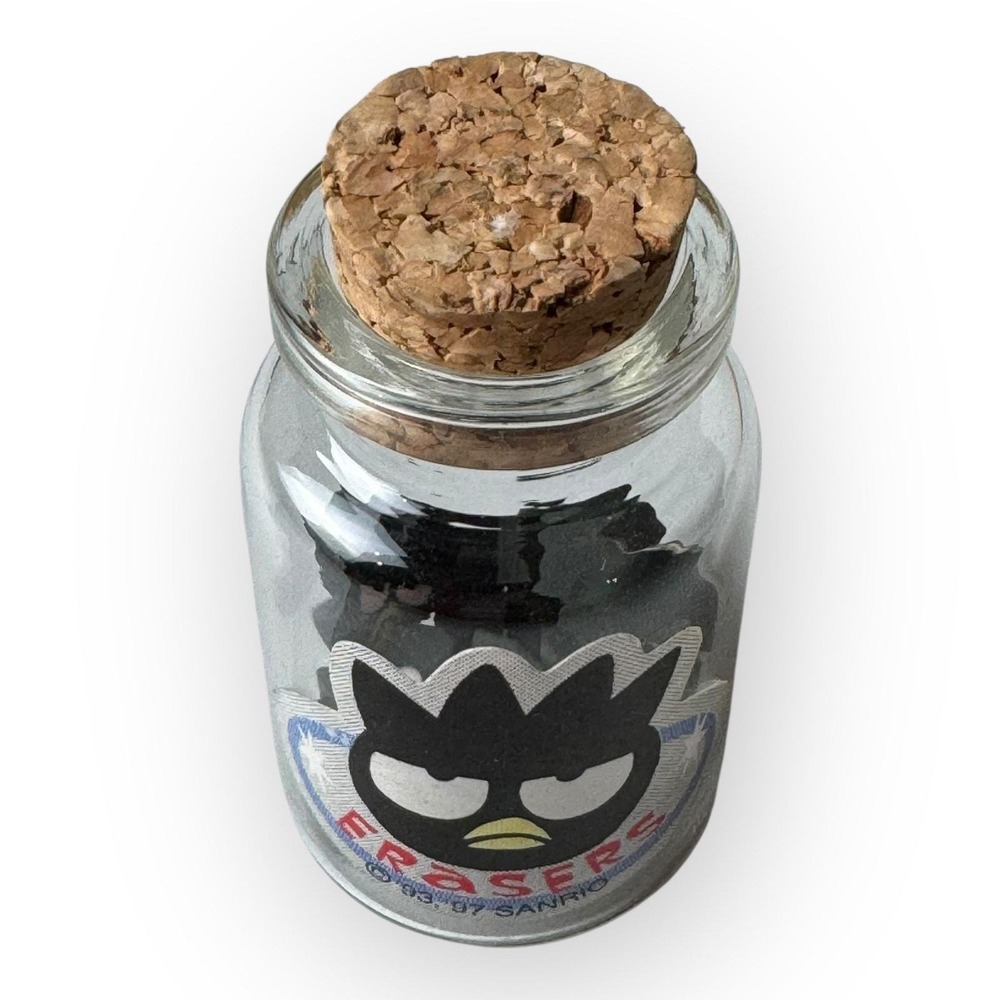 Rare Vintage 1997 Sanrio Bad Badtz Maru Penguin Corked Glass Bottle of Erasers - Picture 3 of 8